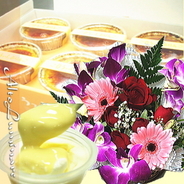 送料無料！誕生花アレンジメント＆とろけるプリン6個セット