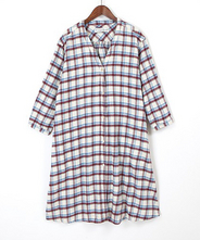 twill check long onepiece / ivory